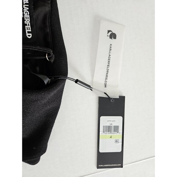 Karl Lagerfeld Little Black Dress Ruffle Top Adjustable Straps Size 4 - Picture 8 of 12